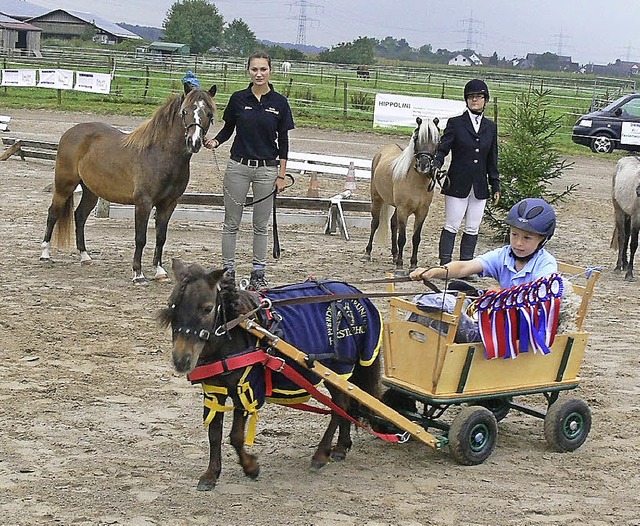 Nur 68 Zentimeter Stockma: Das Pony, ...erschleifchen zu den Reitern brachte.   | Foto: dieter fink