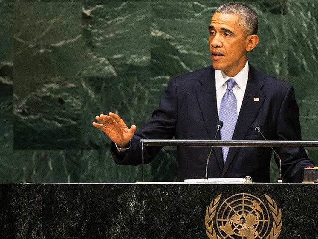US-Prsident Barack Obama ruft die UN-...lung zum Kampf gegen Terroristen auf.   | Foto: AFP