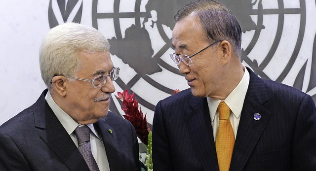 Mahmud Abbas im Gesprch mit UN-Generalsekretr Ban Ki Moon   | Foto: AFP