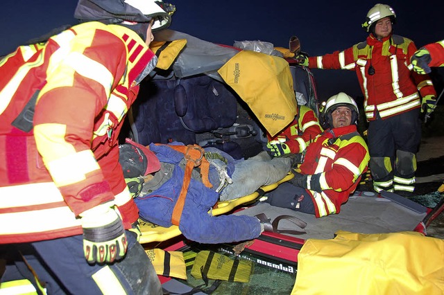 Feuerwehr Gundelfingen: Realistische bung  | Foto: Andrea Steinhart