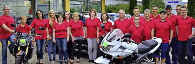 Das Team des Autohauses Jauch freut sich auf viele Besucher beim Oktoberfest.   | Foto: PR