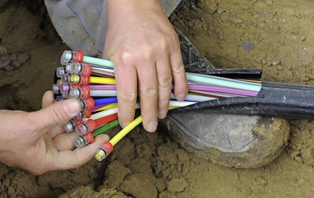 Begehrtes Bndel: Mit diesen Glasfaser...n ein Breitbandnetz aufgebaut werden.   | Foto: dpa