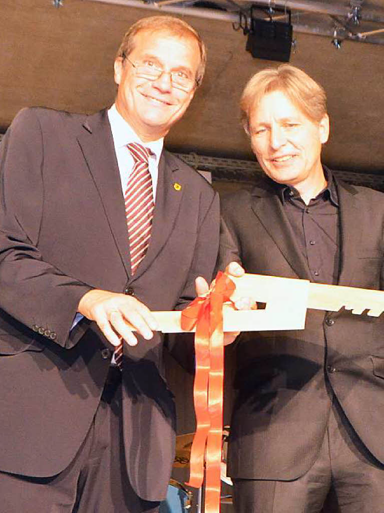 Oberbrgermeister Klaus Eberhardt und Architekt Stefan Kamm