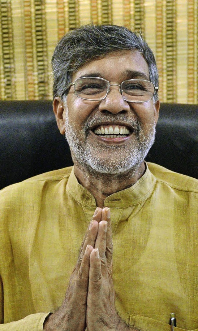Der Inder Kailash Satyarthi  am Freitag nach der Nobelpreis-Bekanntgabe.  | Foto: AFP