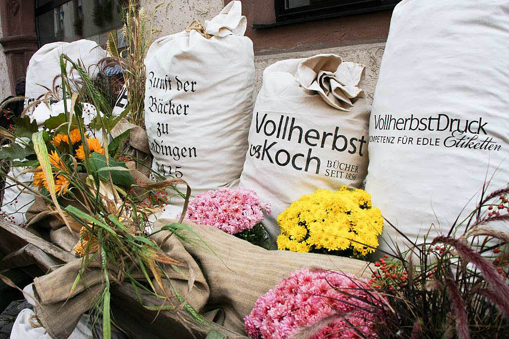 Gelungene Premiere: Die teilnehmenden Firmen prsentierten sich bei der herbstlichen Deko mit ihren Logos auf Mehlscken.