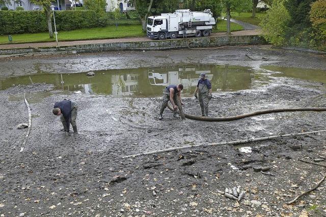 Die Arbeiten am Eisweiher ziehen sich hin