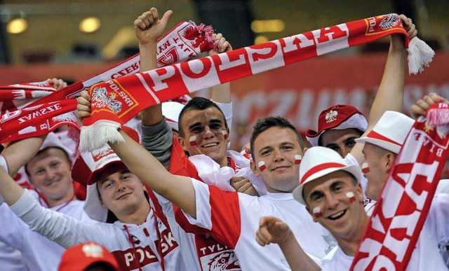 Polnische Fuballfans  nach dem Spiel gegen Deutschland.    | Foto: dpa