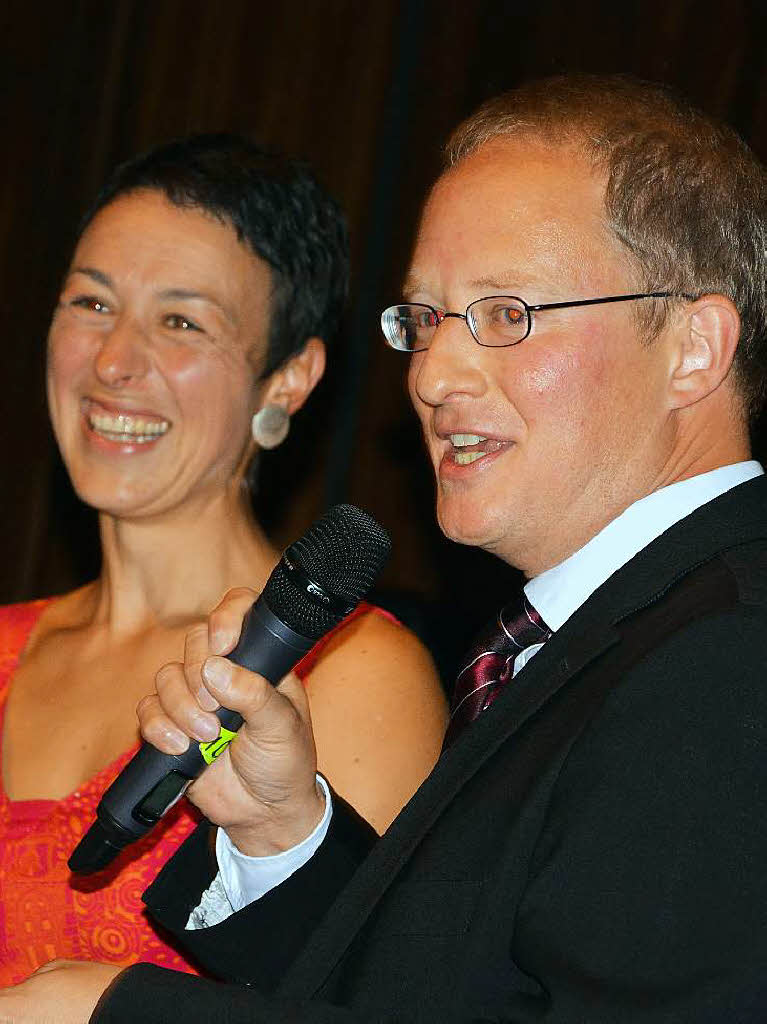 Moderator Matthias Zeller mit Steffi Lais Moderator Matthias Zeller mit Steffi Lais