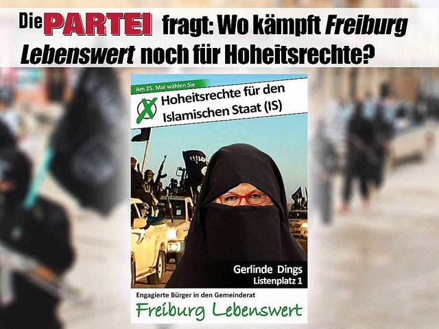Dieses Plakat hat &#8222;Die Partei Fr... ihrer Facebook-Seite verffentlicht.   | Foto: DIE PARTEI Freiburg