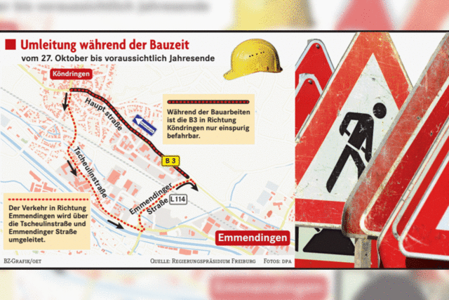 Umleitung und einspurige Verkehrsfhrung in Kndringen