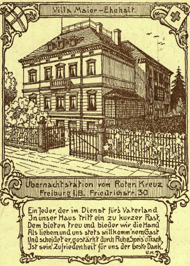 Die Illustration zeigt die Villa Maier...t heute die Adresse Bismarckallee 22.   | Foto: Archiv Gallo