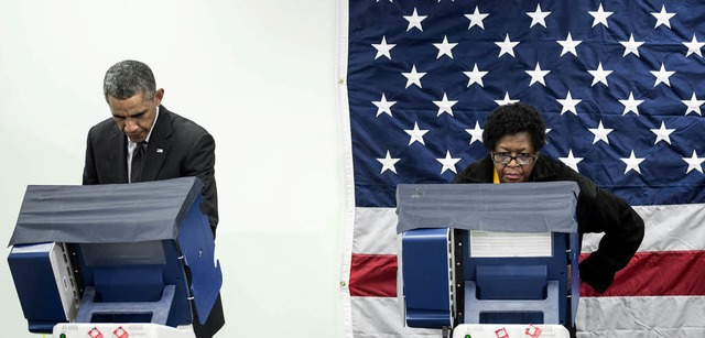 In seiner Heimatstadt Chicago hat Bara...n USA ffnen bereits vor dem Wahltag.   | Foto: AFP