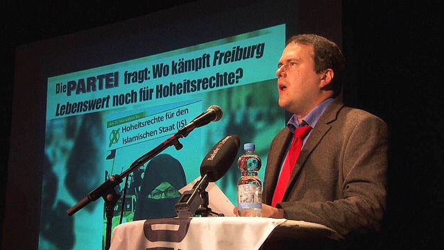 Ex-Titanic-Chef Leo Fischer vergleich den IS mit Freiburg Lebenswert.  | Foto: Florian Kech