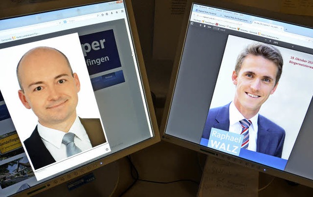 Stimmen sammeln  am Computer: Christian Gpper (links) und Raphael Walz.   | Foto: Lukas Fuhr