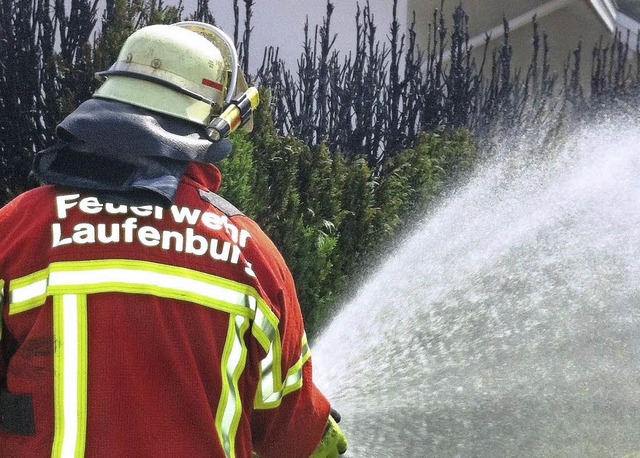 Wasser marsch! Die Laufenburger Feuerw...eier im September 2016 entgegensehen.   | Foto: Feuerwehr