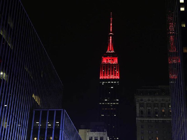 Das Empire State Building zeigt das Ergebnis an.  | Foto: dpa
