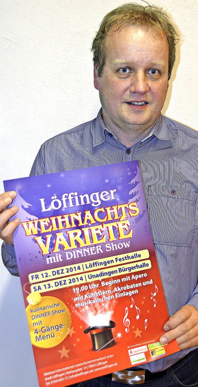 Karlheinz Rontke vom Stadtmarketing wi...nachts-Variet in Lffingen anbieten.   | Foto: Martin Wunderle