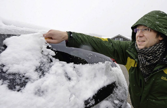 Eiszeit: Auf dem Feldberg mussten Auto...peraturen sanken in den Minusbereich.   | Foto: Patrick Seeger/dpa