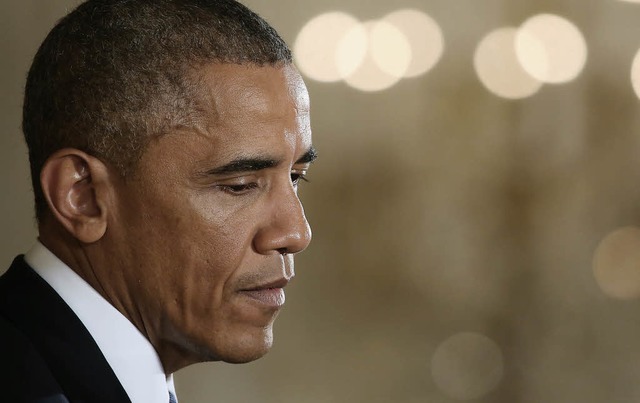 Nachdenklich: Barack Obama bei der Pre...nach der Wahlniederlage der Demokraten  | Foto: AFP