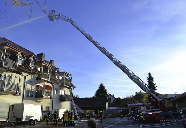 Als hilfreich erwies sich bei der bung die  Drehleiter.   | Foto: Paul Berger