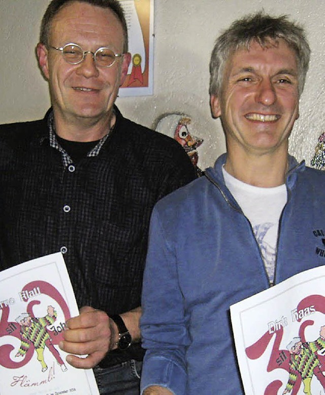 Seit 30 Jahren in der Flmmli-Zunft si...r Dirk Haas (rechts) und Arno Klatt.    | Foto: ernst Brugger