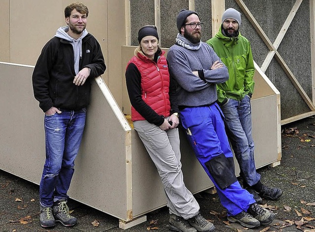 Die Pollerbauer (von links): Christoph...urbach, Fabian Jaggi und Michael Meier  | Foto: Thomas Kunz