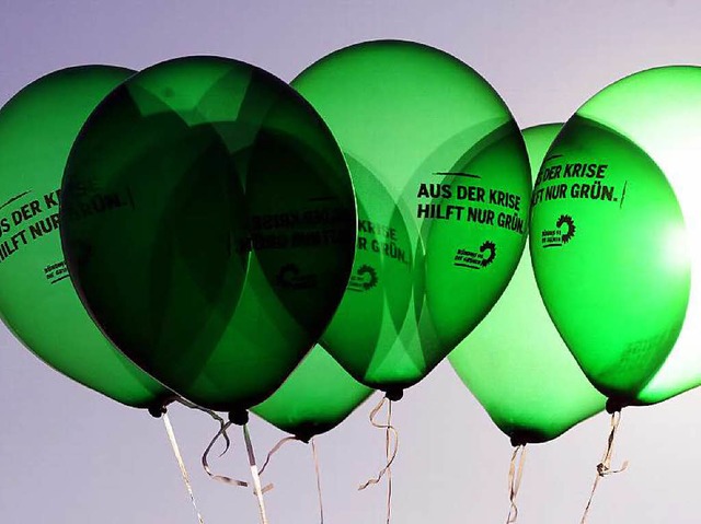 Viel Luft, wenig Inhalt? Wahlkampf-Luftballons der Grnen   | Foto: dpa/Privat