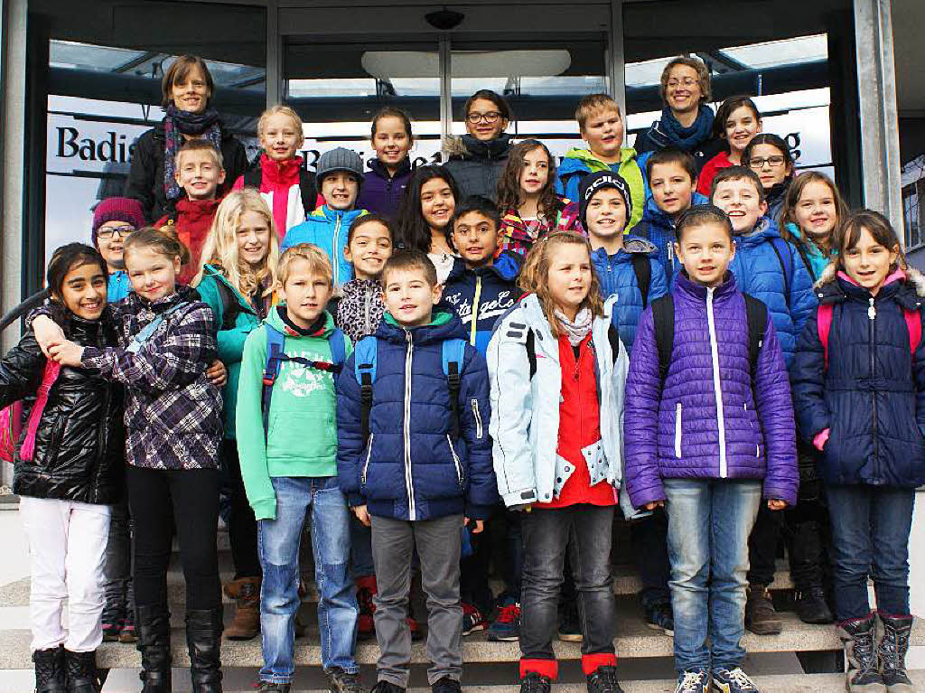 Die Klasse 4b der Fritz-Boehle-Grundschule Emmendingen mit ihrer Lehrerin Frau Annemarie Falk