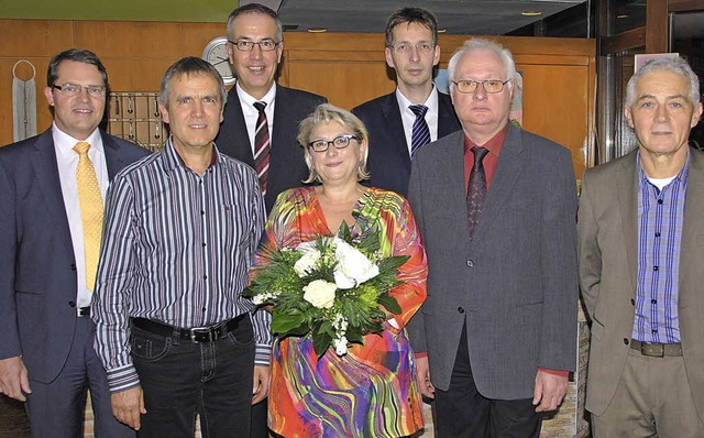 Michael Bertram (hinten von links) fr...ger, Maria Bodynek und  Erich Studer.   | Foto: manfred frietsch