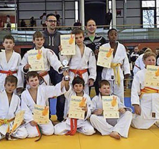 Grund zum Jubeln hatten die Judoka der...gen, hier die MM U12 in Bad Krozingen.  | Foto: zVg