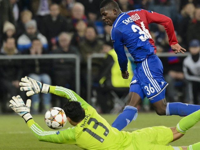 Chance fr den FC Basel: Der 17-jhrig...eitert an Real-Torhter Keylor Navas.   | Foto: dpa