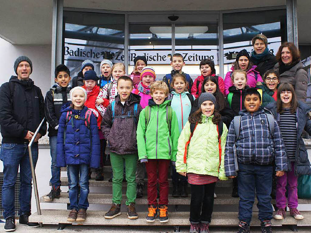 Die Klasse 4d der Hans-Thoma-Schule Weil am Rhein mit ihrer Lehrerin Frau Beatrix Rokopf