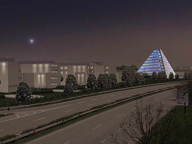Ein leuchtendes Beispiel soll der Sola...aeder im Gewerbegebiet Haid-Sd sein.   | Foto: Visualisierung: Rolf Disch SolarArchitektur / degners.com