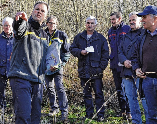 Revierleiter Manfred Fnfgeld erluter...ankheit, die die Eschen befallen hat.   | Foto: Beathalter