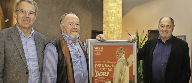 Frank Bischoff (Marketing SWR), Roland... Cinemaja) und Darsteller Jrgen Haug   | Foto: Dagmar Barber