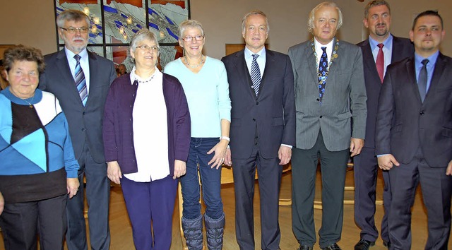 Empfang der Partnerstdte (v.l.n.r.) B...immermann und ganz rechts Adam Kondla.  | Foto: Andrea Steinhart