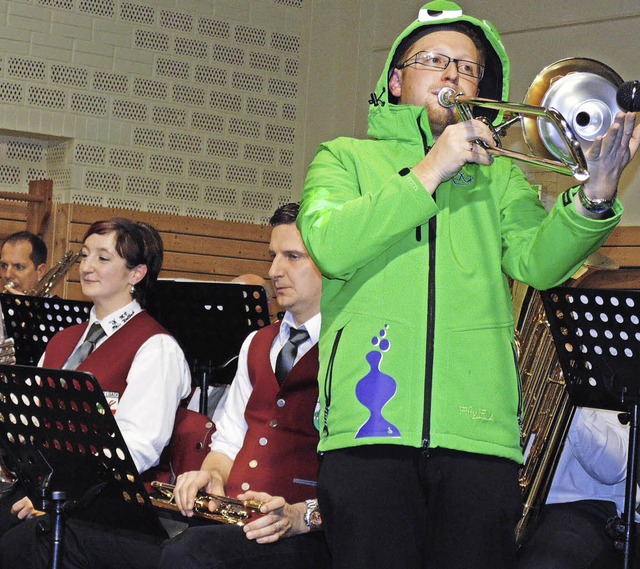 Als &#8222;Frosch&#8220; war Posaunist...t des Musikvereins Wallbach zu hren.   | Foto: MicHAEL GOTTSTEIN