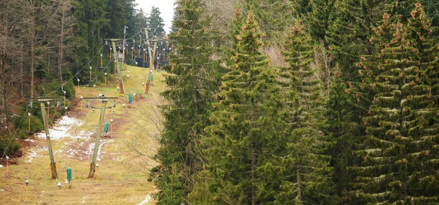 Kein Schnee im Schwarzwald. In Hofsgrund stehen die Skilifte still.  | Foto: dpa