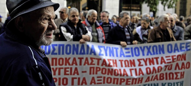 Protest gegen Rentenkrzungen in Athen   | Foto: dpa