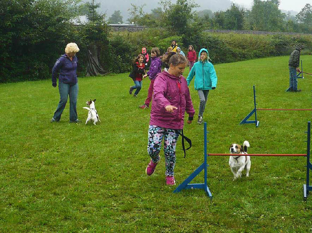 Kinderferienprogramm beim Hundeverein Elzach :Ohne scheu, mit viel Eigeninitiative und Wissbegierde nherten sich die Kinder bei der Ferienaktion den Hunden.