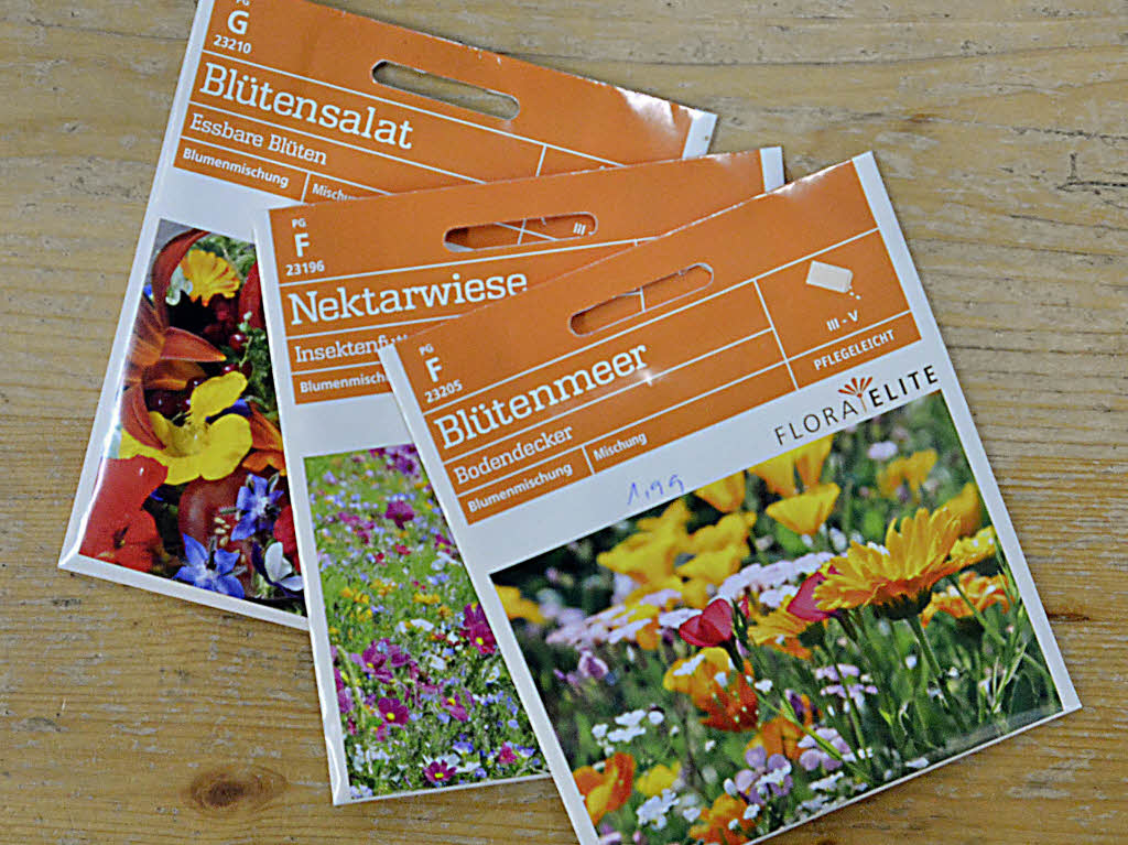 Man kann z auch Vorfreude auf den Sommer verwichteln.  Bei Keller Biogarten in der Konradstrae17 gibt es Blumensamen fr ein ganzes Bltenmeer oder fr die essbaren Blten im Sommersalat. Fr fnf Euro sind gleich zwei, drei Ttchen drin.