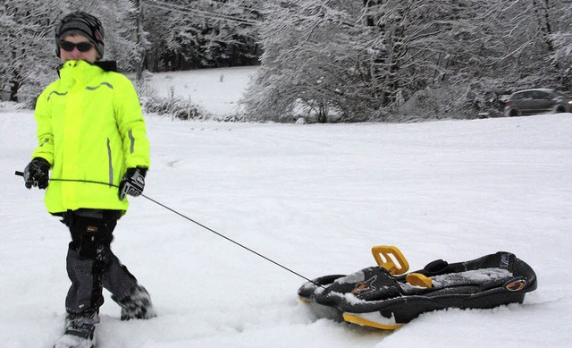 Endlich Winter: Sammy Haaf gehrte am ...en, die sich ber den Schnee freuten.   | Foto: Jrn Kerckhoff
