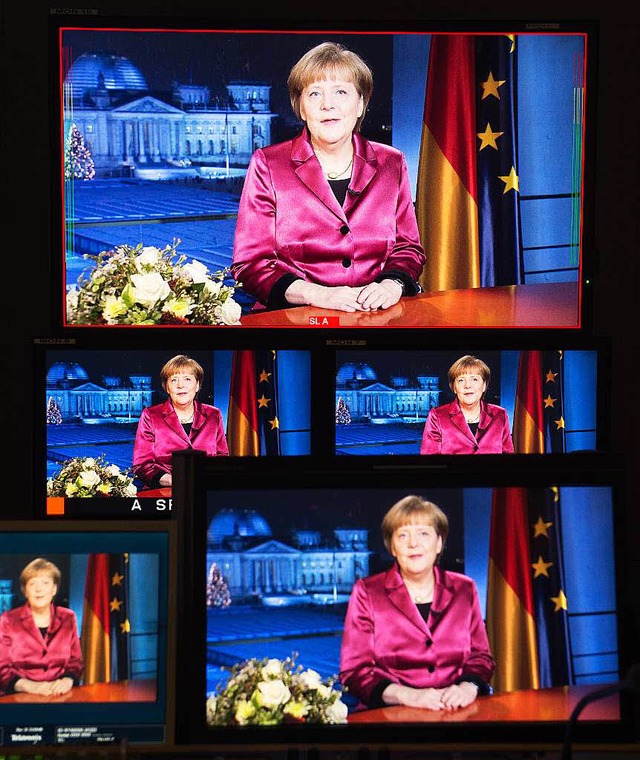 Merkel bei ihrer Neujahrsansprache.  | Foto: dpa