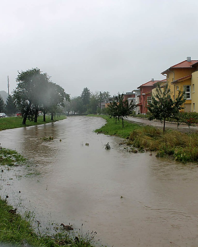 Der Ettenbach auf Hhe Frstenfeld beim Hochwasser im Juli  | Foto: Stadt