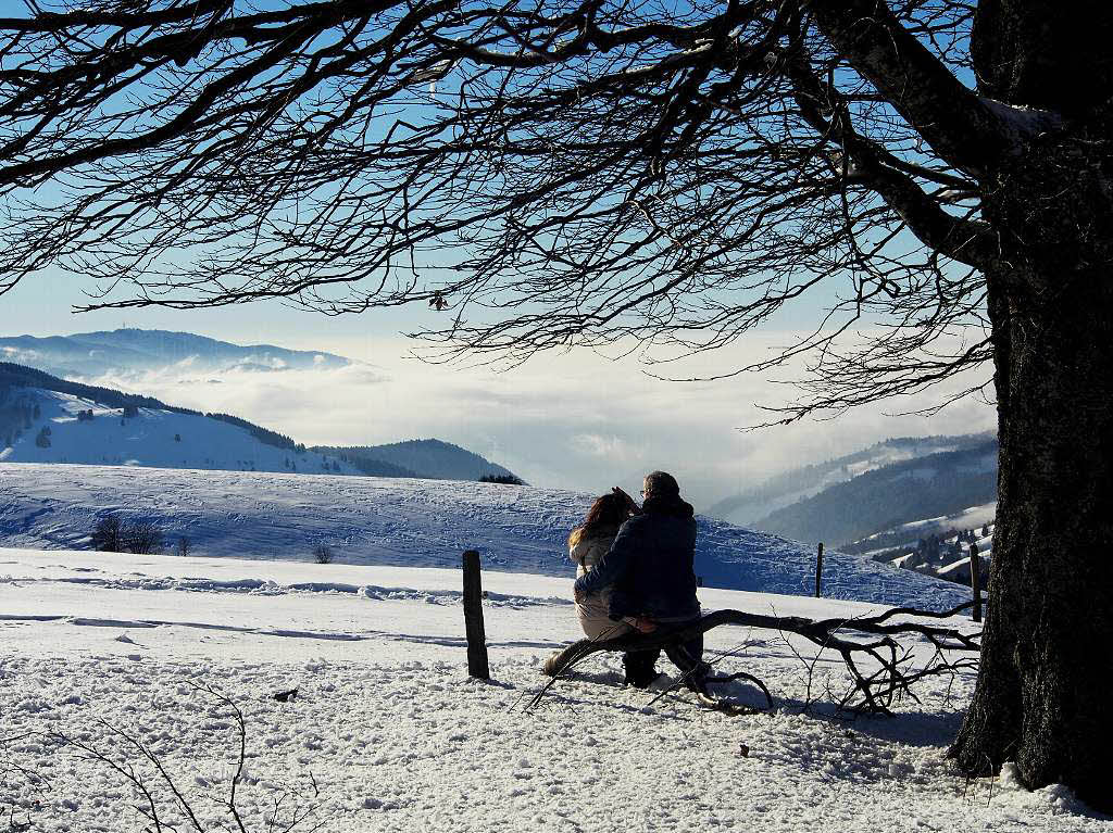 Das Jahr legte einen Bilderbuchstart hin. Zumindest auf den Bergen, wie hier auf dem Schauinsland, gab’s am Neujahrstag reichlich Schnee und Sonne pur.