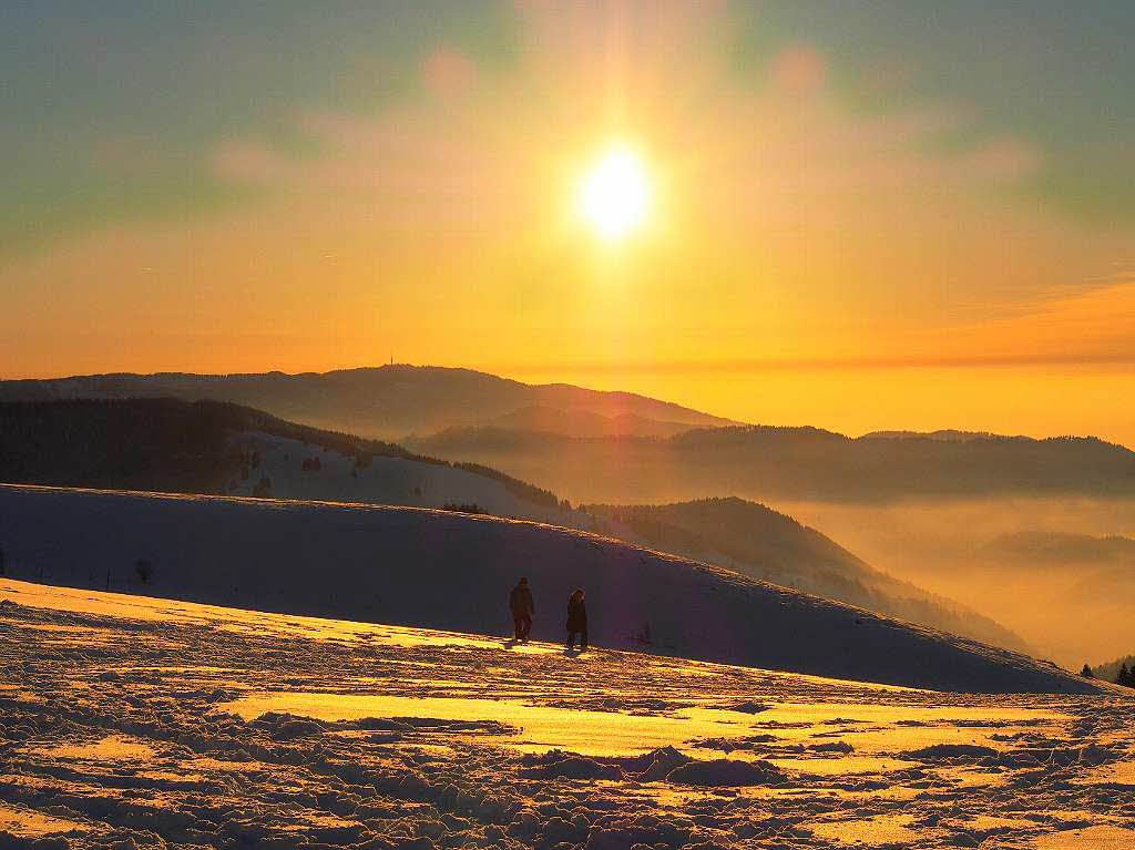 Das Jahr legte einen Bilderbuchstart hin. Zumindest auf den Bergen, wie hier auf dem Schauinsland, gab’s am Neujahrstag reichlich Schnee und Sonne pur.