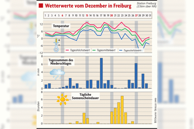 Zu warm, zu trocken, zu wenig Sonne - der Dezember in Freiburg