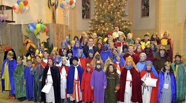 Sternsinger der Kirchengemeinde Lrrac...ern im Flchtlingslager in Bethlehem.   | Foto: Nikolaus Trenz