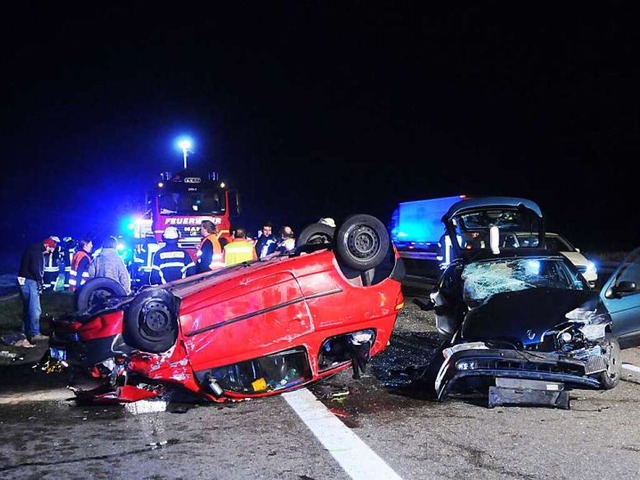 Die Unfallstelle auf der A5 in Hhe Mahlberg  | Foto: WOLFGANG KUENSTLE               