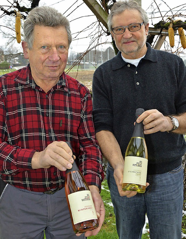 Die Obmnner der IG Weinbau Herten: Stefan Mehlin (links) und Michael Schonhardt  | Foto: Vollmar